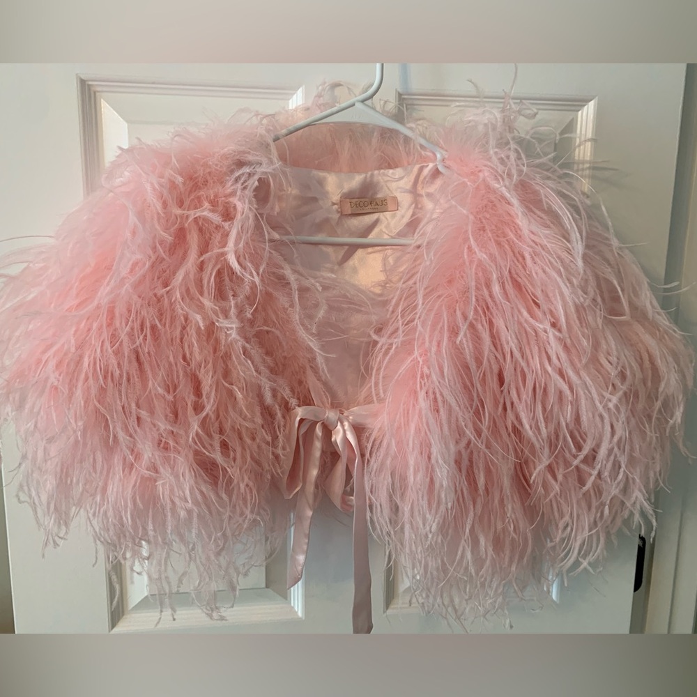 Pink Ostrich Feather Shrug
